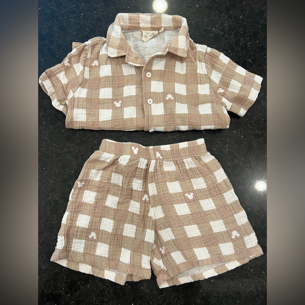 Toddler Boys Mickey Mouse Gingham Set